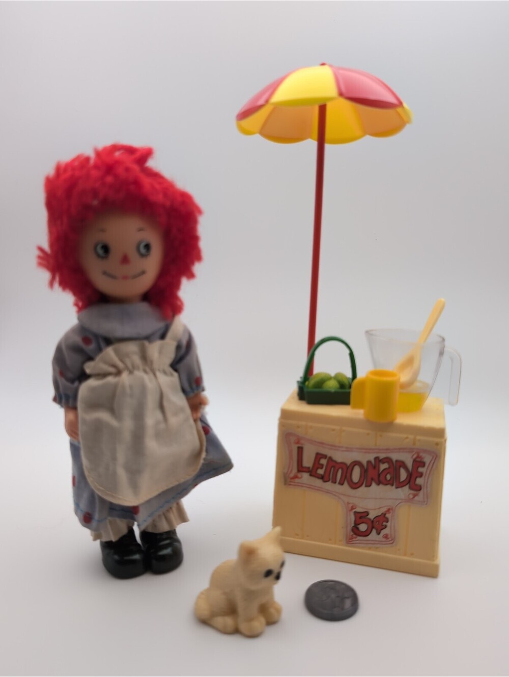 Vintage 1976 Knickerbocker Raggedy Ann Doll and Lemonade Stand Set